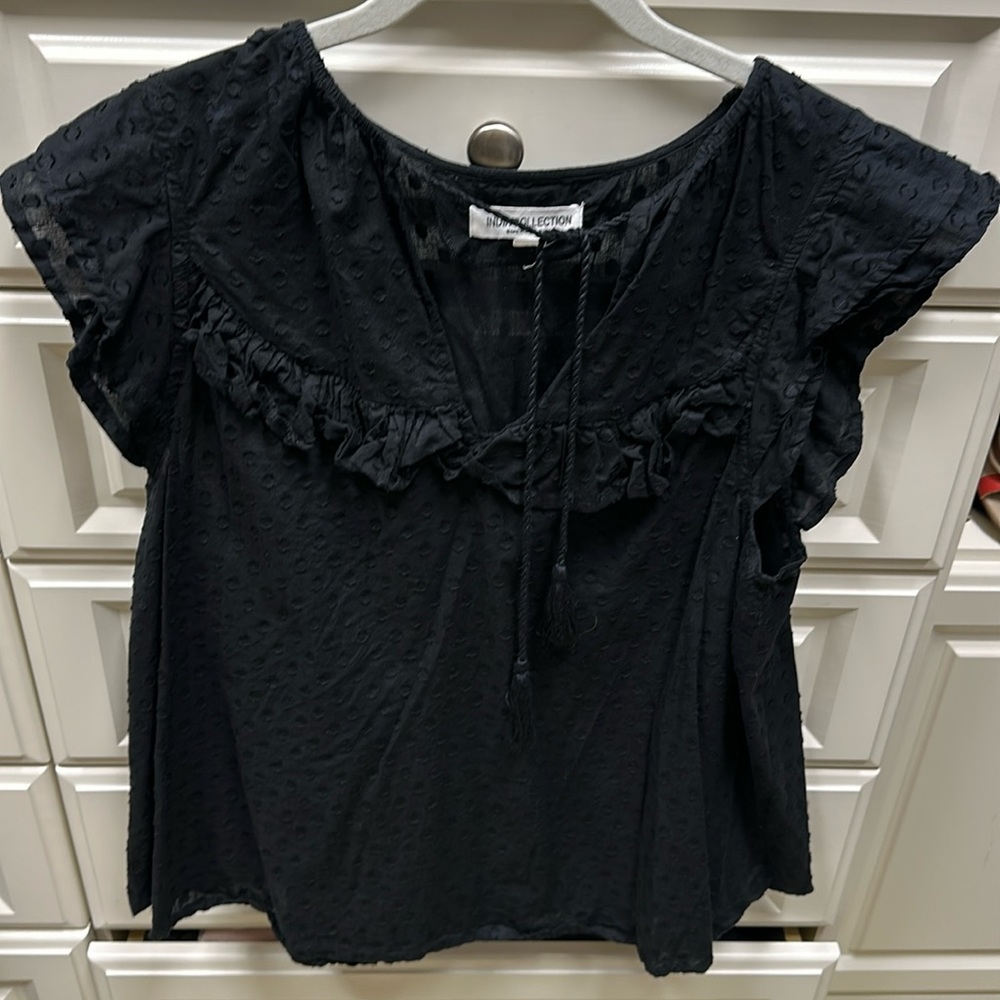 Fun black frilly blouse